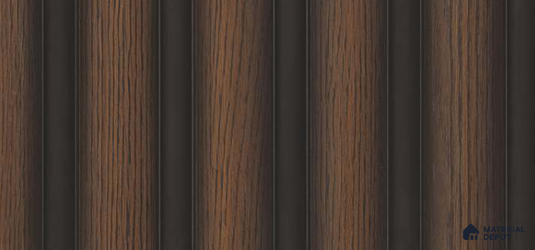 Brown Wooden Louver PN 06165 9.5 ft x 7.8 inch Charcoal Panel - 12 mm | Suitable for Feature Wall, TV Unit & Living Room | Width is Subjected to 5% Variation