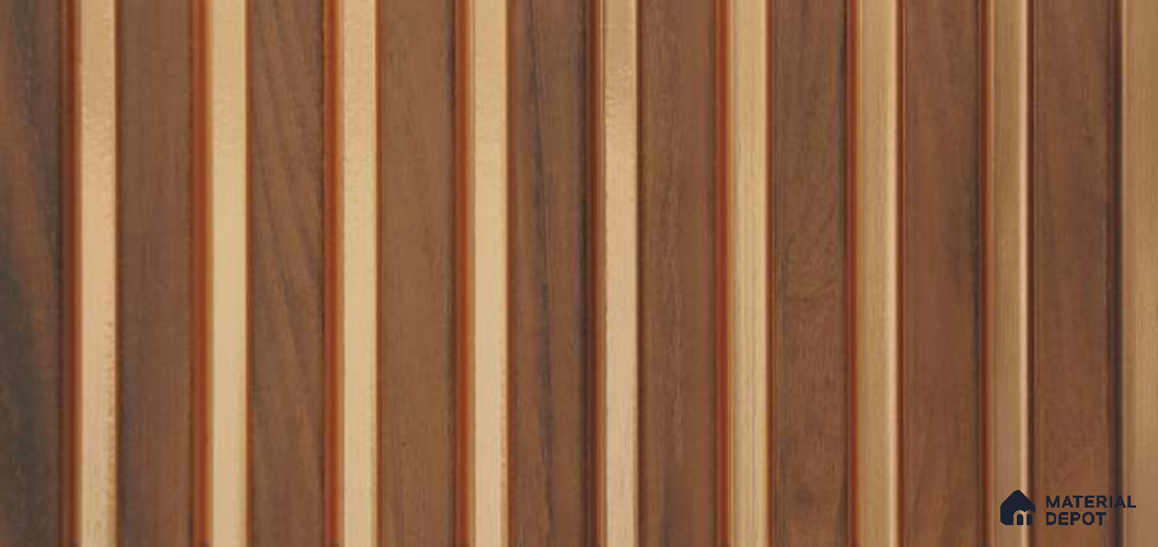 Brown Wooden Louver PN 06171 9.5 ft x 7.8 inch Charcoal Panel - 12 mm | Suitable for Feature Wall, TV Unit & Living Room | Width is Subjected to 5% Variation