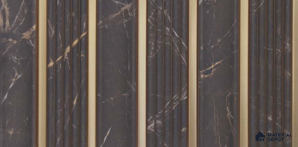 Black Marble Louver PN 06295 9.5 ft x 9.4 inch Charcoal Panel - 12 mm | Suitable for Feature Wall, TV Unit & Living Room | Width is Subjected to 5% Variation