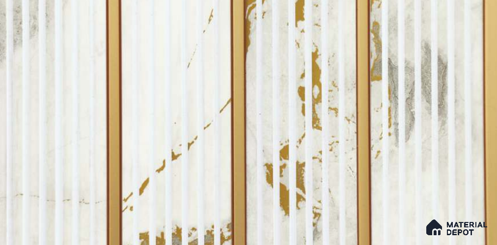 White Marble Louver PN 06302 9.5 ft x 9.4 inch Charcoal Panel - 12 mm | Suitable for Feature Wall, TV Unit & Living Room | Width is Subjected to 5% Variation