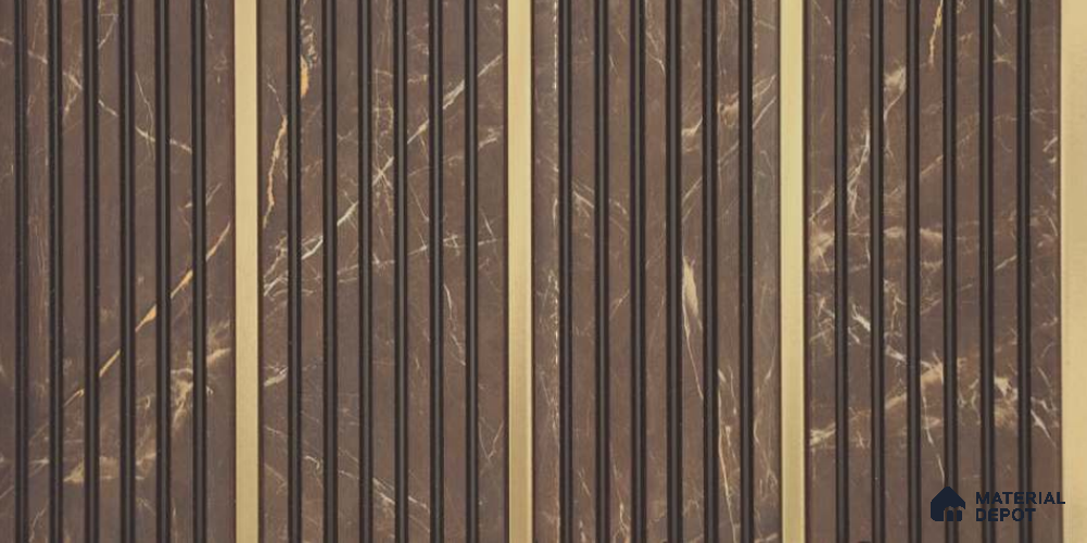 Brown Marble Louver PN 06303 9.5 ft x 4.7 inch Charcoal Panel - 12 mm | Suitable for Feature Wall, TV Unit & Living Room | Width is Subjected to 5% Variation