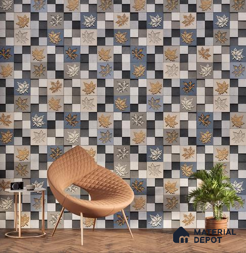 Elevation Wall Tile TL 00068 A Azul Blue 2 ft x 1 ft Punch Matte Finish Vitrified Tile - 9 mm | Ideal For Modern Facades, Outdoor Cladding, Feature Wall | Please Expect a Slight Variation of Pattern