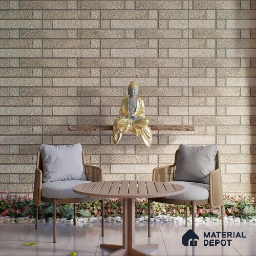 Elevation Wall Tile TL 00069 A Beige Buff 2 ft x 1 ft Punch Matte Finish Vitrified Tile - 9 mm | Ideal For Modern Facades, Outdoor Cladding, Feature Wall