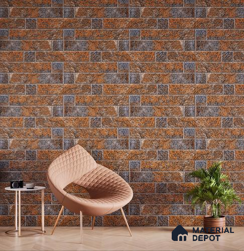 Elevation Wall Tile TL 00069 B Tan Brown 2 ft x 1 ft Punch Matte Finish Vitrified Tile - 9 mm | Suitable For Feature Wall, Boundary Wall, Balcony, Outdoor