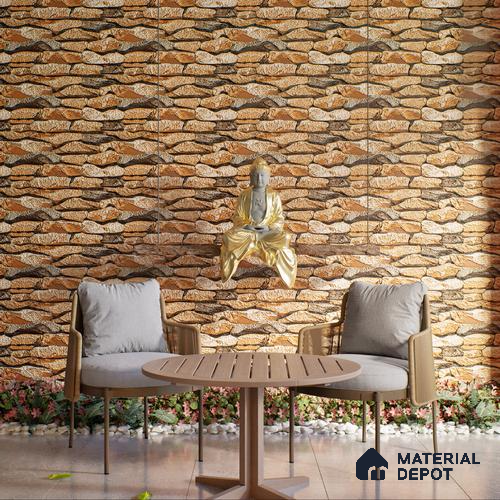 Elevation Wall Tile TL 00089 A Brown 2 ft x 1 ft Punch Matte Finish Vitrified Tile - 9 mm | Ideal For Modern Facades, Outdoor Cladding, Feature Wall