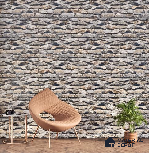 Elevation Wall Tile TL 00089 B Stone Grey 2 ft x 1 ft Punch Matte Finish Vitrified Tile - 9 mm | Ideal For Modern Facades, Outdoor Cladding, Feature Wall