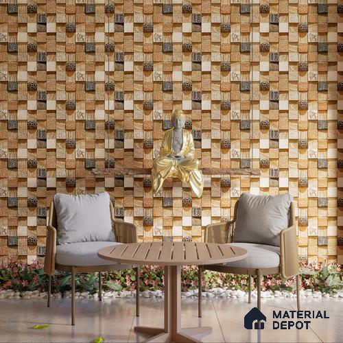 Elevation Wall Tile TL 00078 Brown Latte 2 ft x 1 ft Punch Matte Finish Vitrified Tile - 9 mm | Suitable For Feature Wall, Boundary Wall, Balcony, Outdoor