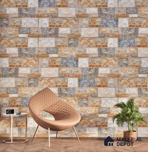 Elevation Wall Tile TL 00081 Coffee Brown 2 ft x 1 ft Punch Matte Finish Vitrified Tile - 9 mm | Ideal For Modern Facades, Outdoor Cladding, Feature Wall