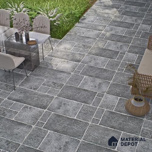 Parking Floor & Wall TL 00062 D Ash Grey 2 ft x 1 ft Matte Finish Stone Vitrified Tile - 12 mm | 32 Random Faces | Suitable For Heavy Duty Outdoor Areas