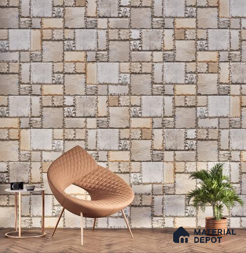 Elevation Wall Tile TL 00077 Earthy Brown 2 ft x 1 ft Punch Matte Finish Vitrified Tile - 9 mm | Suitable For Feature Wall, Boundary Wall, Balcony, Outdoor