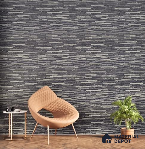 Elevation Wall Tile TL 00073 B Noir Black 2 ft x 1 ft Punch Matte Finish Vitrified Tile - 9 mm | Suitable For Feature Wall, Boundary Wall, Balcony, Outdoor