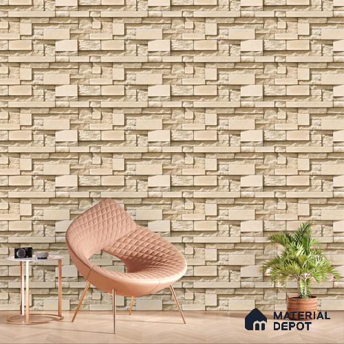 Elevation Wall Tile TL 00065 A Latte Beige 2 ft x 1 ft Punch Matte Finish Vitrified Tile - 9 mm | Suitable For Feature Wall, Boundary Wall, Balcony, Outdoor