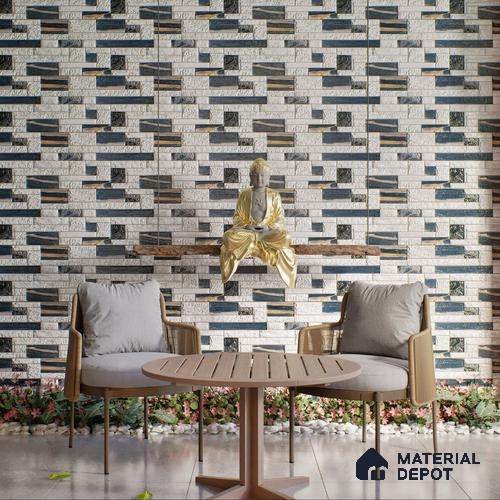 Elevation Wall Tile TL 00065 B Snowy White 2 ft x 1 ft Punch Matte Finish Vitrified Tile - 9 mm | Ideal For Modern Facades, Outdoor Cladding, Feature Wall