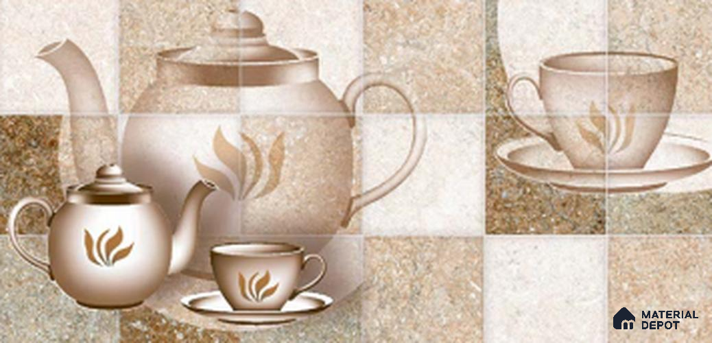 TL 02417 C Chocolate Brown Highlighter 3 2 ft x 1 ft Glossy Finish Ceramic Wall Tile - 6 mm