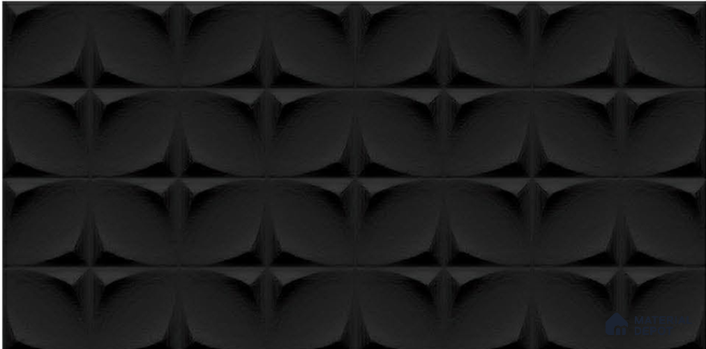TL 00082 A Noir Black 2 ft x 1 ft Stone Punch Finish Vitrified Wall Cladding Elevation Tile - 9 mm