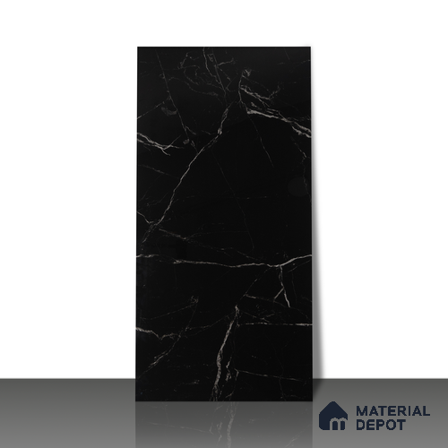Endless Wall & Floor Vitrified Tile Obsidian Black 4 ft x 2 ft | TL 01084 High Gloss Finish - 9 mm | Suitable for Living Room, Bedroom