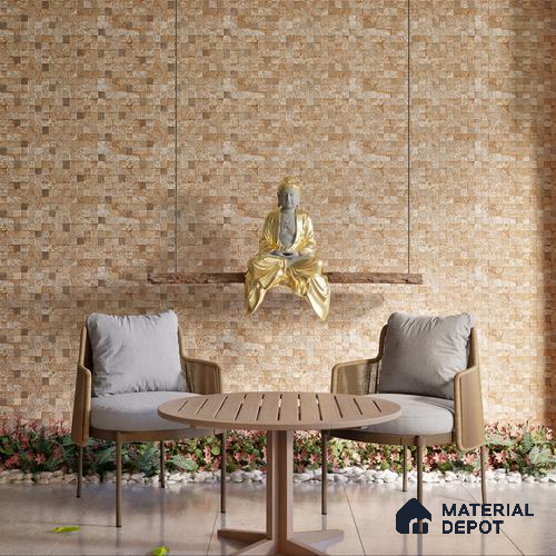 Elevation Wall Tile TL 00094 A Organic Brown 2 ft x 1 ft Punch Matte Finish Vitrified Tile - 9 mm | Ideal For Modern Facades, Outdoor Cladding, Feature Wall