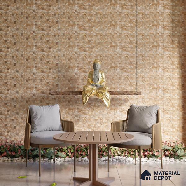 Elevation Wall Tile TL 00094 A Organic Brown 2 ft x 1 ft Punch Matte Finish Vitrified Tile - 9 mm | Ideal For Modern Facades, Outdoor Cladding, Feature Wall