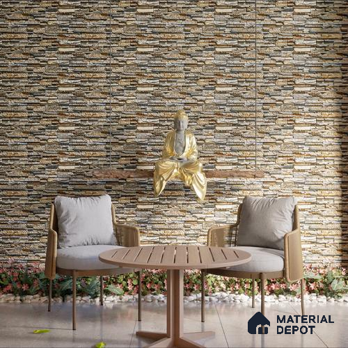 Elevation Wall Tile TL 00076 B Beige 2 ft x 1 ft Punch Matte Finish Vitrified Tile - 9 mm | Ideal For Modern Facades, Outdoor Cladding, Feature Wall