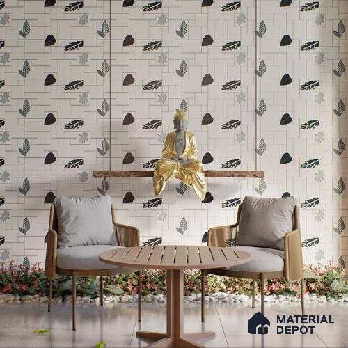 Elevation Wall Tile TL 00070 A Pearl White 2 ft x 1 ft Punch Matte Finish Vitrified Tile - 9 mm | Suitable For Feature Wall, Boundary Wall, Balcony, Outdoor | Please Expect a Slight Variation of Pattern