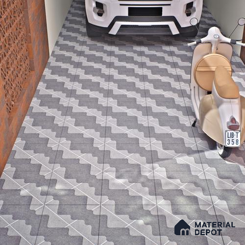 Parking Floor Tile TL 03387 K Puzzle Charcoal 16 x 16 inch Anti Slip Matte Finish Heavy Duty Vitrified Tile - 12 mm | Suitable For Garage, Driveway, Terrace | Pattern Alignment May Vary | 2-3 mm Spacer is Mandatory