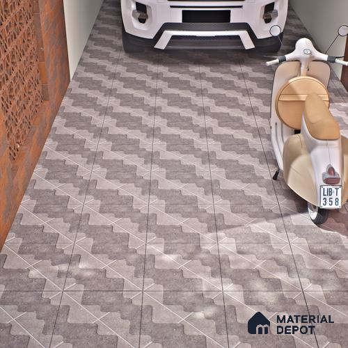 Parking Floor Tile TL 03387 A Puzzle Dust 16 x 16 inch Anti Slip Matte Finish Heavy Duty Vitrified Tile - 12 mm | Suitable For Garage, Driveway, Terrace | Pattern Alignment May Vary | 2-3 mm Spacer is Mandatory