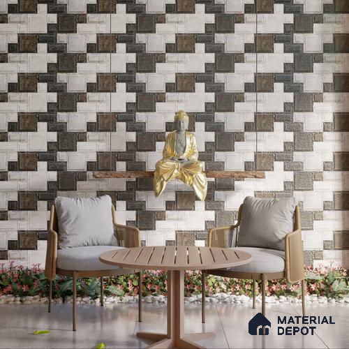 Elevation Wall Tile TL 00086 B Nero Grey 2 ft x 1 ft Punch Matte Finish Vitrified Tile - 9 mm | Suitable For Feature Wall, Boundary Wall, Balcony, Outdoor