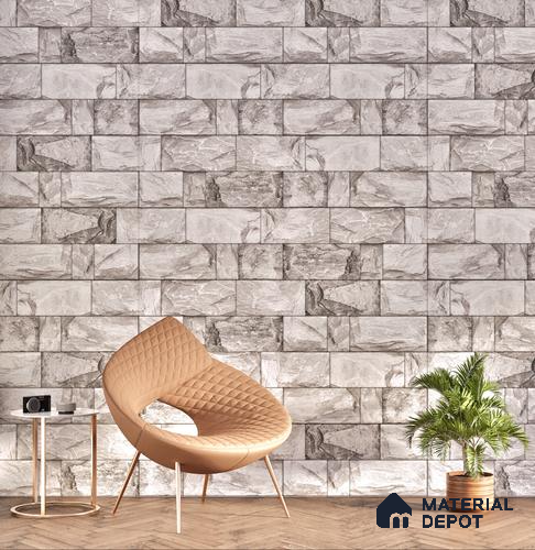 Elevation Wall Tile TL 00067 C Grey Vanilla 2 ft x 1 ft Punch Matte Finish Vitrified Tile - 9 mm | Suitable For Feature Wall, Boundary Wall, Balcony, Outdoor