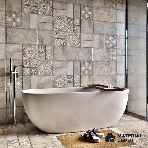 Parking Floor & Wall TL 00061 A Smoke Grey Quartz 2 ft x 1 ft Matte Finish Stone Vitrified Tile - 12 mm | 32 Random Faces | Suitable For Heavy Duty Outdoor Areas