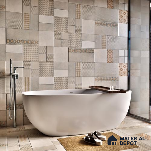 Parking Floor & Wall TL 00061 F Grayscale 2 ft x 1 ft Matte Finish Stone Vitrified Tile - 12 mm | 32 Random Faces | Suitable For Heavy Duty Outdoor Areas
