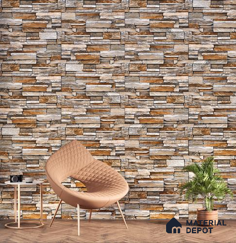 Elevation Wall Tile TL 00079 A Tan Brown 2 ft x 1 ft Stacked Punch Matte Finish Vitrified Tile - 9 mm | Suitable For Feature Wall, Boundary Wall, Balcony, Outdoor
