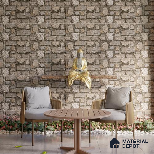 Elevation Wall Tile TL 00085 C Slate Grey 2 ft x 1 ft Punch Matte Finish Vitrified Tile - 9 mm | Suitable For Feature Wall, Boundary Wall, Balcony, Outdoor