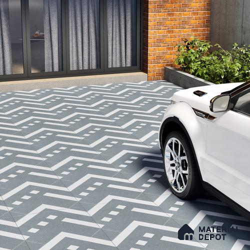 Parking Floor Tile TL 03385 F Tetris Grape 16 x 16 inch Anti Slip Matte Finish Heavy Duty Vitrified Tile - 12 mm | Suitable For Garage, Driveway, Terrace | Pattern Alignment May Vary | 2-3 mm Spacer is Mandatory