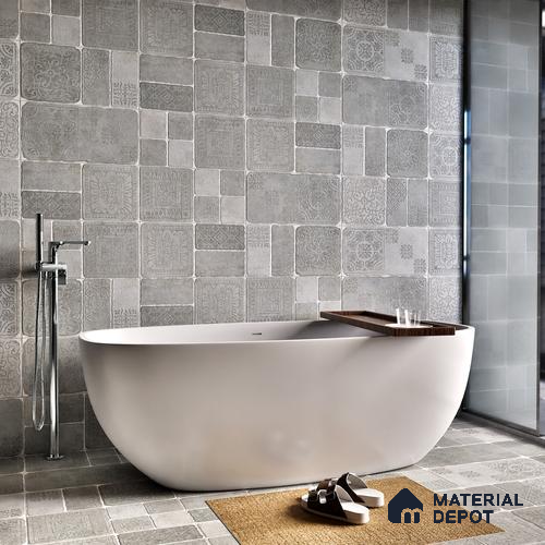 Parking Floor & Wall TL 00060 E Grey 2 ft x 1 ft Matte Finish Stone Vitrified Tile - 12 mm | 32 Random Faces | Suitable For Heavy Duty Outdoor Areas