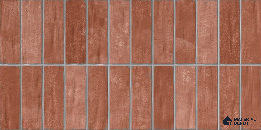 Faux Subway Wall Tile TL 06374 Red Charm 2 ft x 1 ft Ceramic Matte Finish Tile - 9 mm | Suitable For Kitchen, Bathroom Walls and Backsplashes | Please Expect a Slight Variation of Pattern