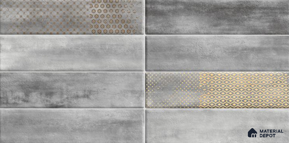 Faux Subway Wall Tile TL 06368 C Grey Aura 2 ft x 1 ft Ceramic Glossy Finish Tile - 9 mm | Suitable For Kitchen, Bathroom Walls and Backsplashes | Please Expect a Slight Variation of Pattern