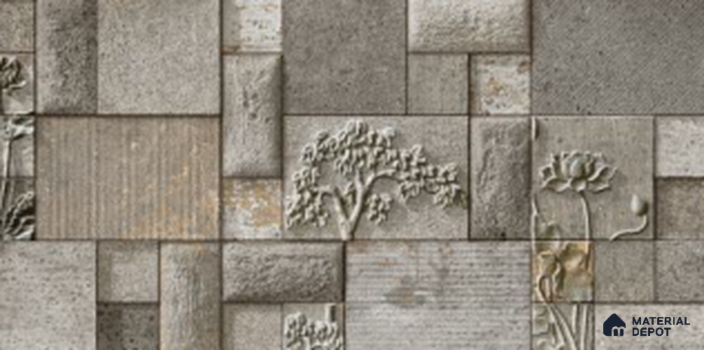 Stacked Stone Wall Tile TL 06591 C Noxer Noce 2 ft x 1 ft Ceramic Matte Finish - 9 mm | Suitable for Living Room, Bedroom, Elevation, Balcony, Patio, Courtyard
