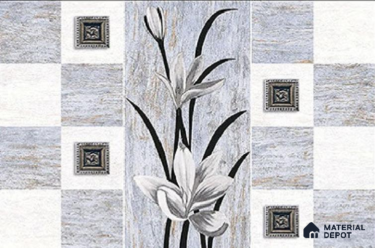 TL 01924 B White & Shadow Grey Highlighter 18 x 12 inch Glossy Finish Ceramic Wall Tile - 6 mm