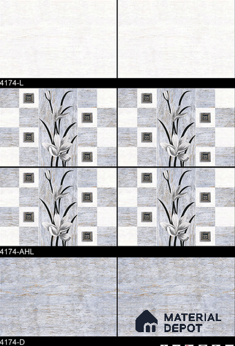 TL 01924 C Graphite Grey Dark 18 x 12 inch Glossy Finish Ceramic Wall Tile - 6 mm