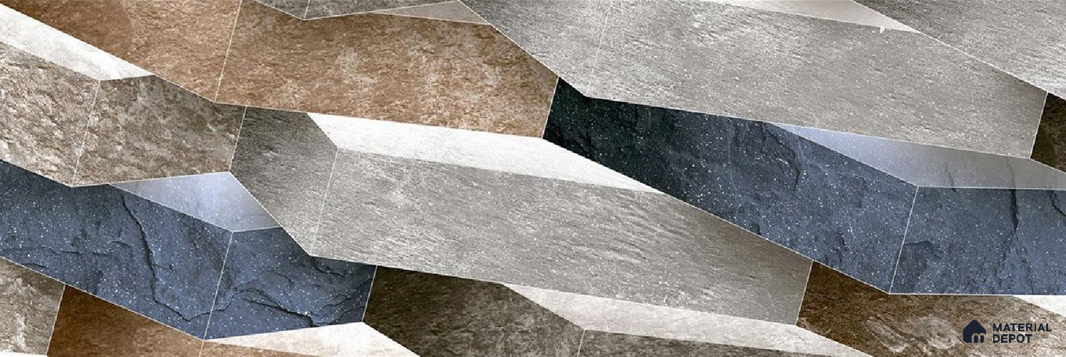 TL 01932 Stonish Grey  18 x 12 inch Glossy Finish Ceramic Wall Tile