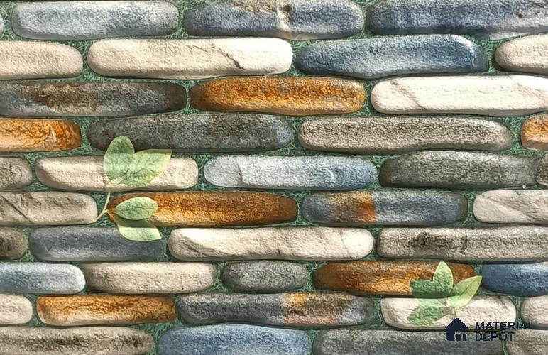 TL 01430 Blue Stack Stone 18 x 12 inch Matte Finish Ceramic Wall Elevation Tile - 8 mm