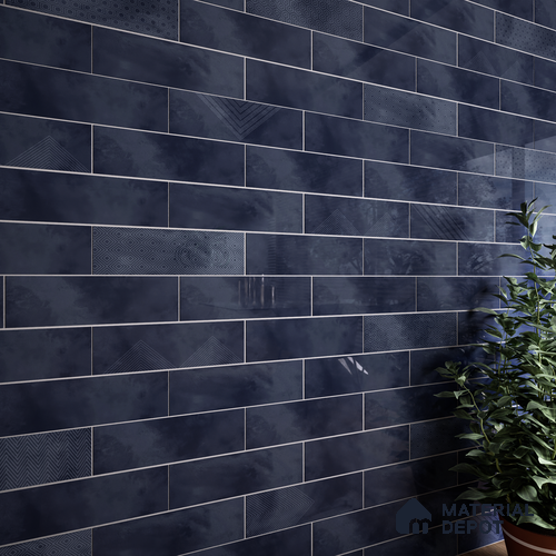 Subway Wall Tile TL 06427 AC Eterna Azure Cyan 12 x 4 inch Ceramic Glossy Finish - 8 mm | 24 Random Design | Suitable for Accent / Feature Walls, Bathroom, Kitchen Wall & Backsplashes