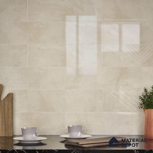 Subway Wall Tile TL 06427 Eterna Almond 12 x 4 inch Ceramic Glossy Finish - 8 mm | Suitable for Accent / Feature Walls, Bathroom, Kitchen Wall & Backsplashes