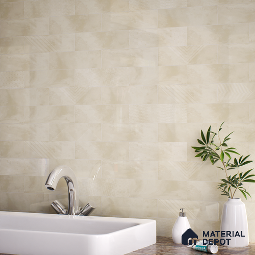 Subway Wall Tile TL 06427 Eterna Almond 12 x 4 inch Ceramic Glossy Finish - 8 mm | Suitable for Accent / Feature Walls, Bathroom, Kitchen Wall & Backsplashes