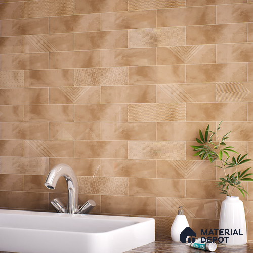 Subway Wall Tile TL 06427 C Eterna Mocha 12 x 4 inch Ceramic Glossy Finish - 8 mm | Suitable for Accent / Feature Walls, Bathroom, Kitchen Wall & Backsplashes