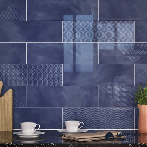 Subway Wall Tile TL 06427 I Eterna Azure 12 x 4 inch Ceramic Glossy Finish - 8 mm  | Suitable for Accent / Feature Walls, Bathroom, Kitchen Wall & Backsplashes
