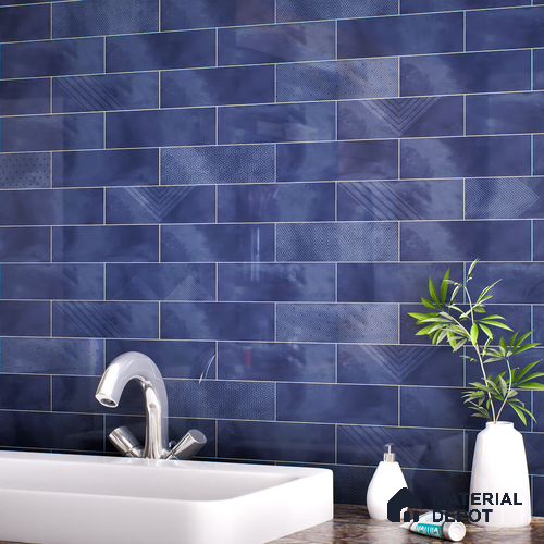 Subway Wall Tile TL 06427 I Eterna Azure 12 x 4 inch Ceramic Glossy Finish - 8 mm | Suitable for Accent / Feature Walls, Bathroom, Kitchen Wall & Backsplashes