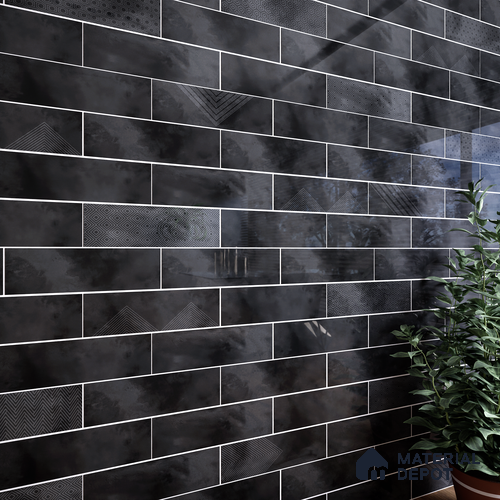 Subway Wall Tile TL 06427 K Eterna Ash 12 x 4 inch Ceramic Glossy Finish - 8 mm | Suitable for Accent / Feature Walls, Bathroom, Kitchen Wall & Backsplashes