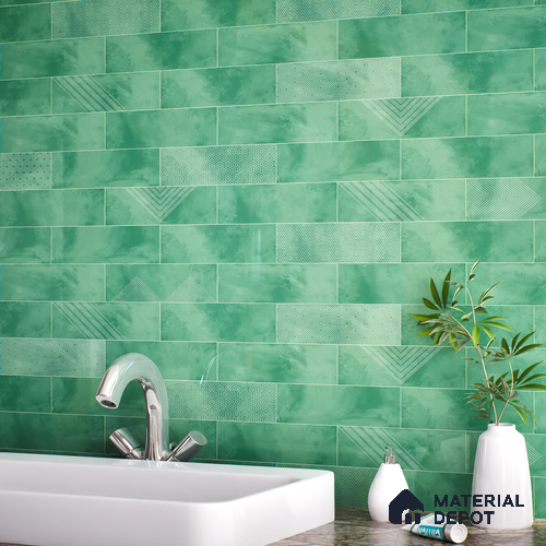 Subway Wall Tile TL 06427 O Eterna Emerald 12 x 4 inch Ceramic Glossy Finish - 8 mm | Suitable for Accent / Feature Walls, Bathroom, Kitchen Wall & Backsplashes