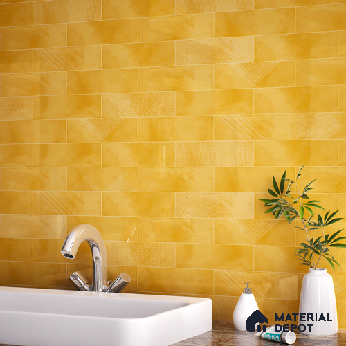 Subway Wall Tile TL 06427 S Eterna Sunburst 12 x 4 inch Ceramic Glossy Finish - 8 mm | Suitable for Accent / Feature Walls, Bathroom, Kitchen Wall & Backsplashes